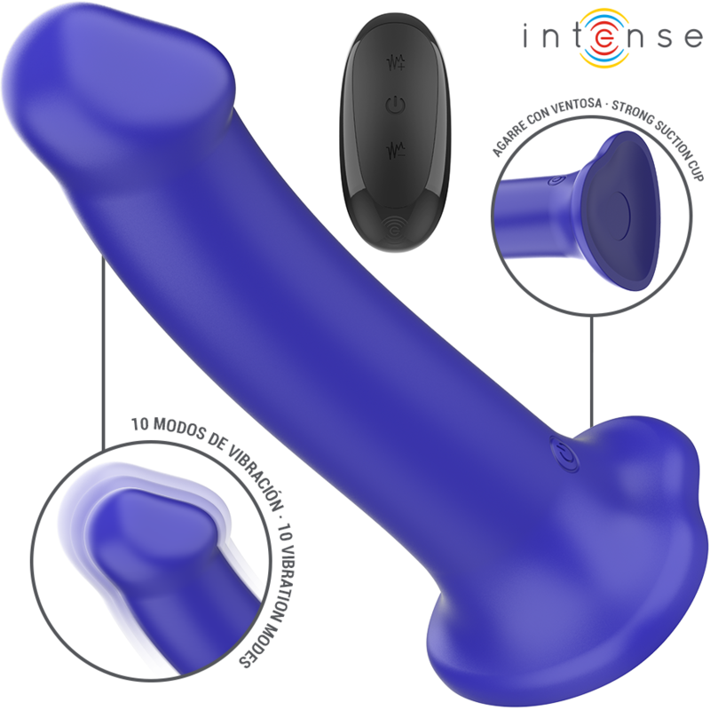 Victoria Vibrator mit Saugnapf 10 Vibrationen Dunkelblau Fernbedienung