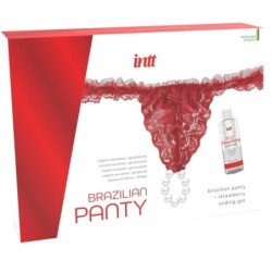 Panty Brasileño Roja Con Perlas Y Gel Lubricante 50 Ml