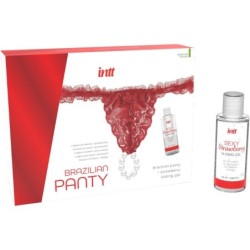 Culotte Brésilien Rouge Avec Perles Et Gel Lubrifiant 50 Ml