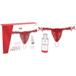 Panty Brasiliana Rossa Con Perle E Gel Lubrificante 50 Ml