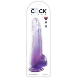 Prozirni Dildo s Testisima 19 Cm Ljubičasti