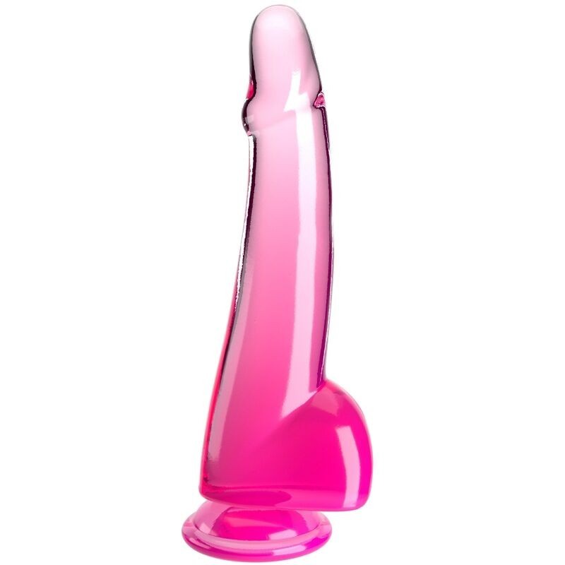 Dildo Transparente Com Testículos 19 Cm Rosa
