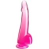 Dildo Transparente Com Testículos 19 Cm Rosa