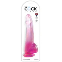 Dildo Transparente Com Testículos 19 Cm Rosa
