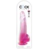 Dildo Transparente Com Testículos 19 Cm Rosa