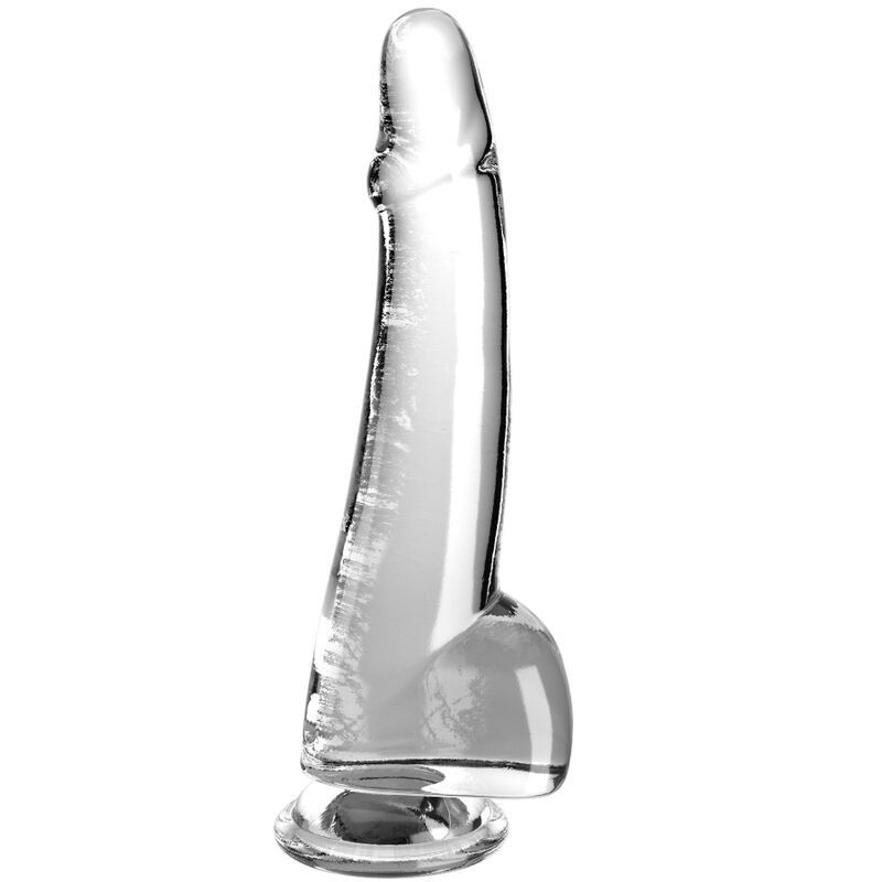 Clear Dildo Met Ballen 19 Cm Transparant
