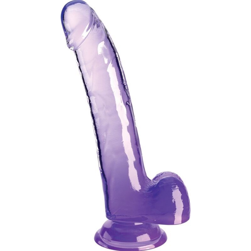 Dildo Transparente Com Testículos 20,3 Cm Roxo