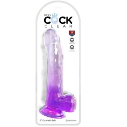 Dildo Transparente Com Testículos 20,3 Cm Roxo