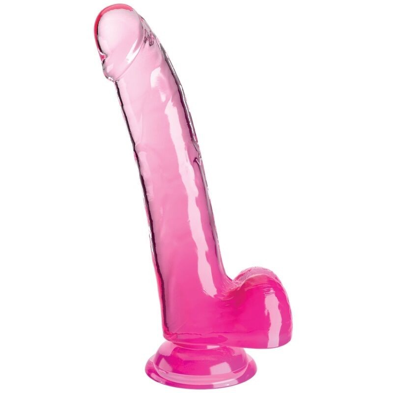 Dildo Transparente Com Testículos 20,3 Cm Rosa