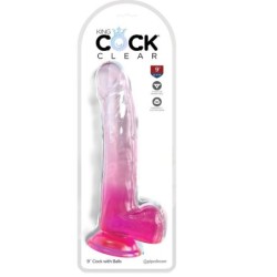 Gode Transparent Avec Testicules 20.3 Cm Rose