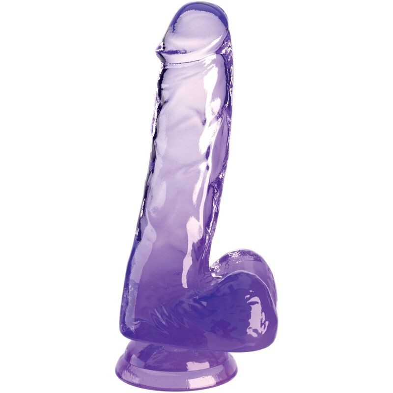 Pénis Realista Transparente Com Testículos 13,5 Cm Roxo