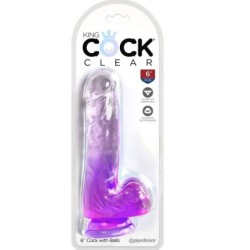 Pene Realistico Trasparente Con Testicoli 13.5 Cm Viola
