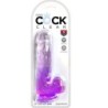 Pénis Realista Transparente Com Testículos 13,5 Cm Roxo