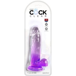 Pénis Realístico Transparente Com Testículos 15.2 Cm Roxo