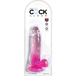 Klarer Realistischer Penis mit Hoden 15.2 Cm Rosa