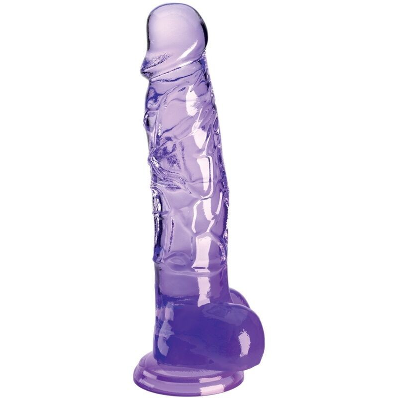Pénis Realístico Transparente Com Testículos 16,5 Cm Roxo