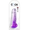 Pénis Realístico Transparente Com Testículos 16,5 Cm Roxo