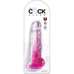 Pene Realistico Trasparente Con Testicoli 16.5 Cm Rosa
