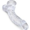 Průhledný Realistický Zakřivený Penis s Varlemi 16,5 cm Transparentní