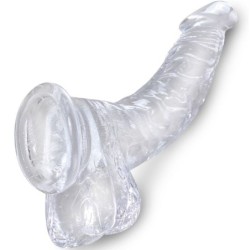 Klar Realistisk Böjd Penis Med Testiklar 16.5 Cm Transparent