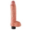 Vibrační dildo s varlaty 25,5 cm, přírodní barva