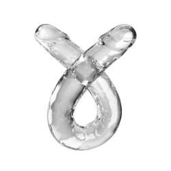 Double Trouble Dildo Kahekordne 46 Cm Läbipaistev