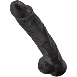 Realistische Penis met Ballen 30.5 Cm Zwart
