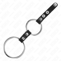 Dubbele Penisring 3.8 Cm Tot 5 Cm Verbonden Door Leer