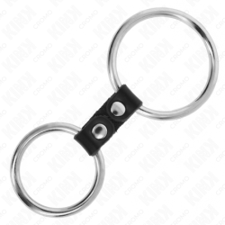 Dvigubas varpos žiedas Metalinis 3.7 Cm Iki 5 Cm Sujungti Poliuretano Odos Dirželiu Modelis 2