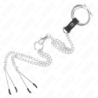 Anillo Pene Triple Metal Cromado 3.8 Cm A 5 Cm Cadena Metal 26 Cm Y Pinzas Para Pezones Modelo 2