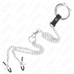Anillo Pene Triple Metal Cromado 3 Cm A 4.5 Cm Con Cadena Metal 26 Cm Y Pinzas Para Pezones