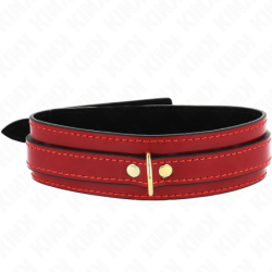 Collar Ajustable Rojo Vino Detalles Dorados 29-42.5 Cm X 4 Cm