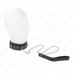 Apykaklė Su Pavadėliu 105 Cm Pvc Odos Kniedėmis Su Imitaciniais Deimantais 41.5 X 4 Cm