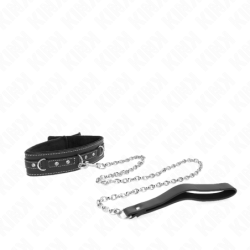 Halsband mit Leine 105 cm aus PVC-Leder Niet mit Strass-Diamanten 41,5 x 4 cm