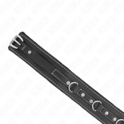 Apykaklė Su Pavadėliu 105 Cm Pvc Odos Kniedėmis Su Imitaciniais Deimantais 41.5 X 4 Cm