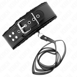 Halsband Met Riem 116 Cm Met Zilveren Noppen Model 4 Zwart Verstelbaar 40-48 Cm X 6 Cm