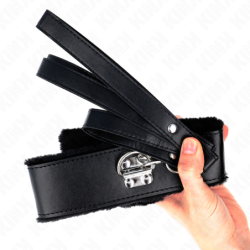Coleira Com Trela 116 Cm Com Tachas Prateadas Modelo 4 Preto Ajustável 40-48 Cm X 6 Cm