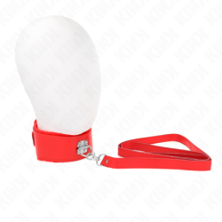 Coleira Com Trela 116 Cm Com Tachas Prateadas Modelo 4 Vermelho Ajustável 40-48 Cm X 6 Cm