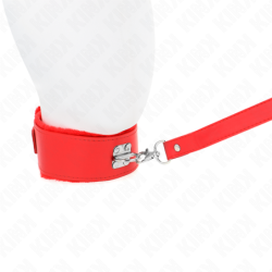 Coleira Com Trela 116 Cm Com Tachas Prateadas Modelo 4 Vermelho Ajustável 40-48 Cm X 6 Cm