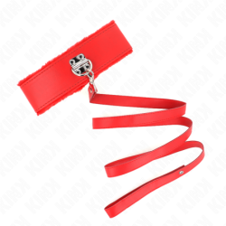 Coleira Com Trela 116 Cm Com Tachas Prateadas Modelo 4 Vermelho Ajustável 40-48 Cm X 6 Cm