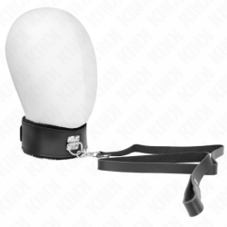 Collare Con Guinzaglio 116 Cm In Pelle Nera Regolabile 40-48 Cm X 6 Cm