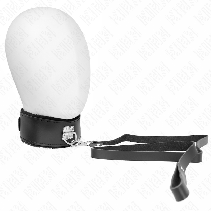 Colier Cu Lesă 116 Cm Din Piele Negru Ajustabil 40-48 Cm X 6 Cm