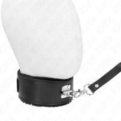 Collier Avec Laisse 116 Cm En Cuir Noir Ajustable 40-48 Cm X 6 Cm