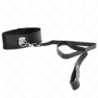 Collare Con Guinzaglio 116 Cm In Pelle Nera Regolabile 40-48 Cm X 6 Cm