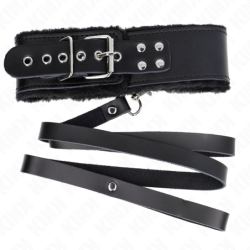 Collier Avec Laisse 116 Cm En Cuir Noir Ajustable 40-48 Cm X 6 Cm