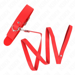 Coleira Com Trela 116 Cm Fino Vermelho Ajustável 32-50 Cm X 8 Cm
