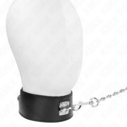 Halsbånd med rem 65 cm bred sort justerbar 33,5-41 cm x 5 cm