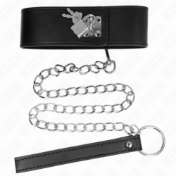 Colier Cu Lesă 65 Cm Lat Negru Ajustabil 33.5-41 Cm X 5 Cm