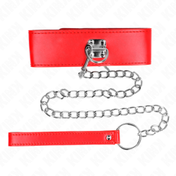 Coleira Com Trela 65 Cm Largura Vermelho Ajustável 33.5-41 Cm X 5 Cm