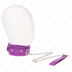 Coleira Com Trela 65 Cm Com Restrições Roxo Ajustável 36-42 Cm X 5.5 Cm